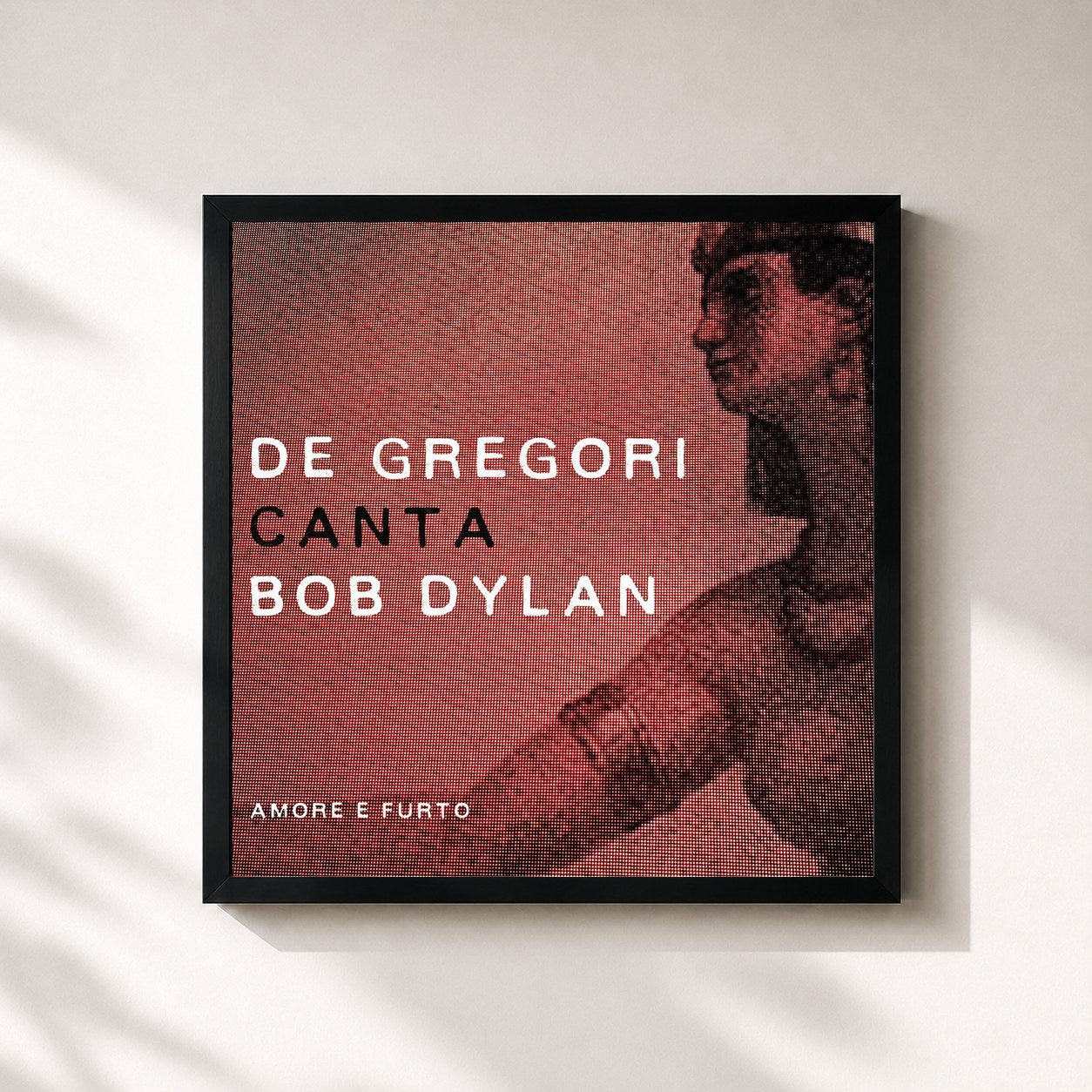 #noir Tableau carré de l'album De Gregori canta Bob Dylan - Amore e furto de Francesco De Gregori, cadre noir 32x32 cm