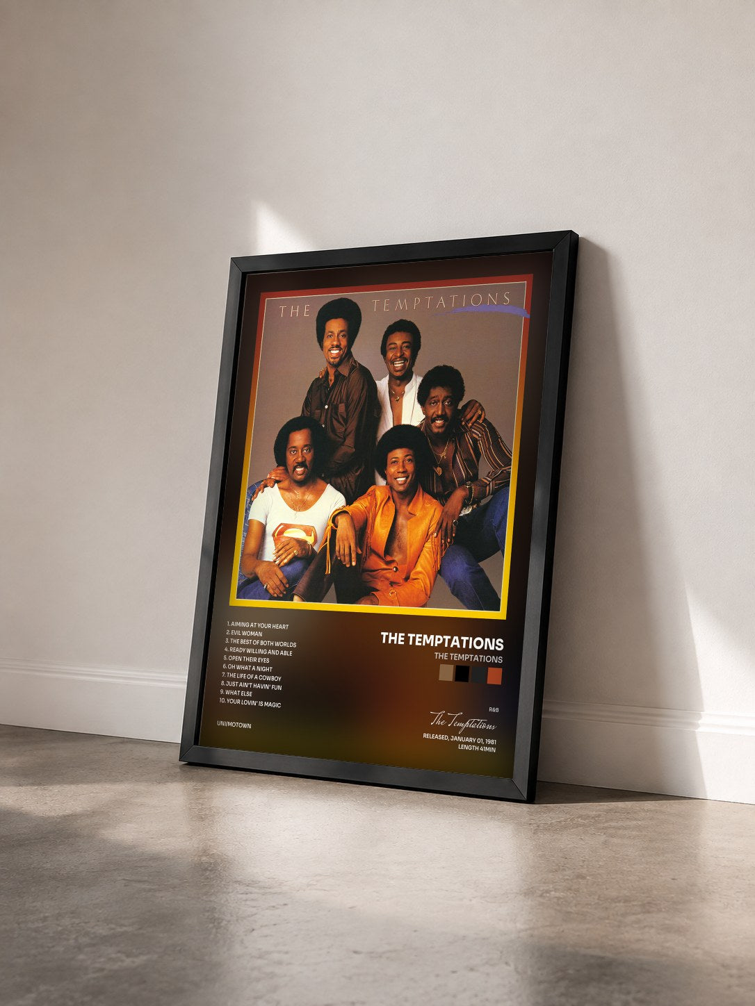 #noir Tableau de l'album The Temptations de The Temptations vu de trois quarts, cadre noir