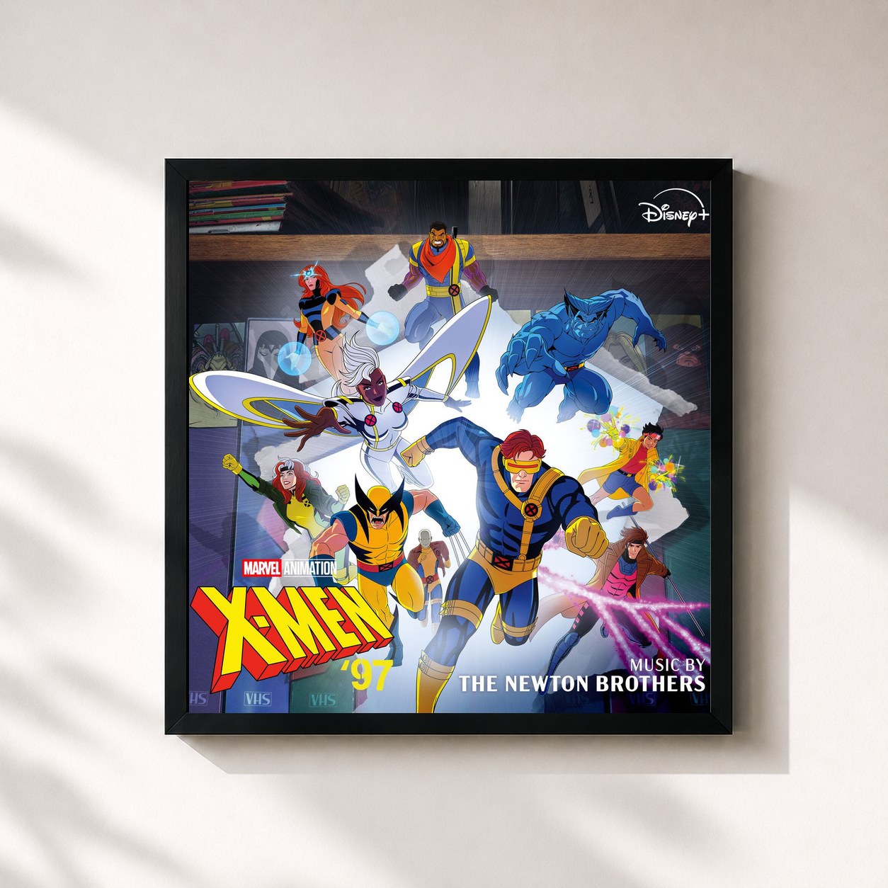 #noir Tableau carré de l'album X-Men '97 (Original Soundtrack) de The Newton Brothers, cadre noir 32x32 cm