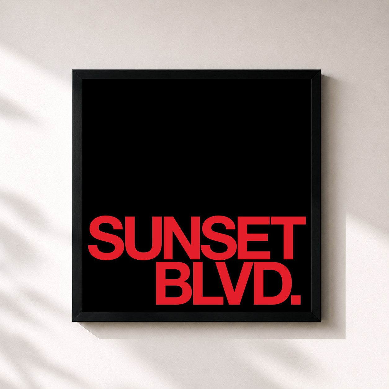 #noir Tableau carré de l'album SUNSET BLVD: The Album de Andrew Lloyd Webber, cadre noir 32x32 cm