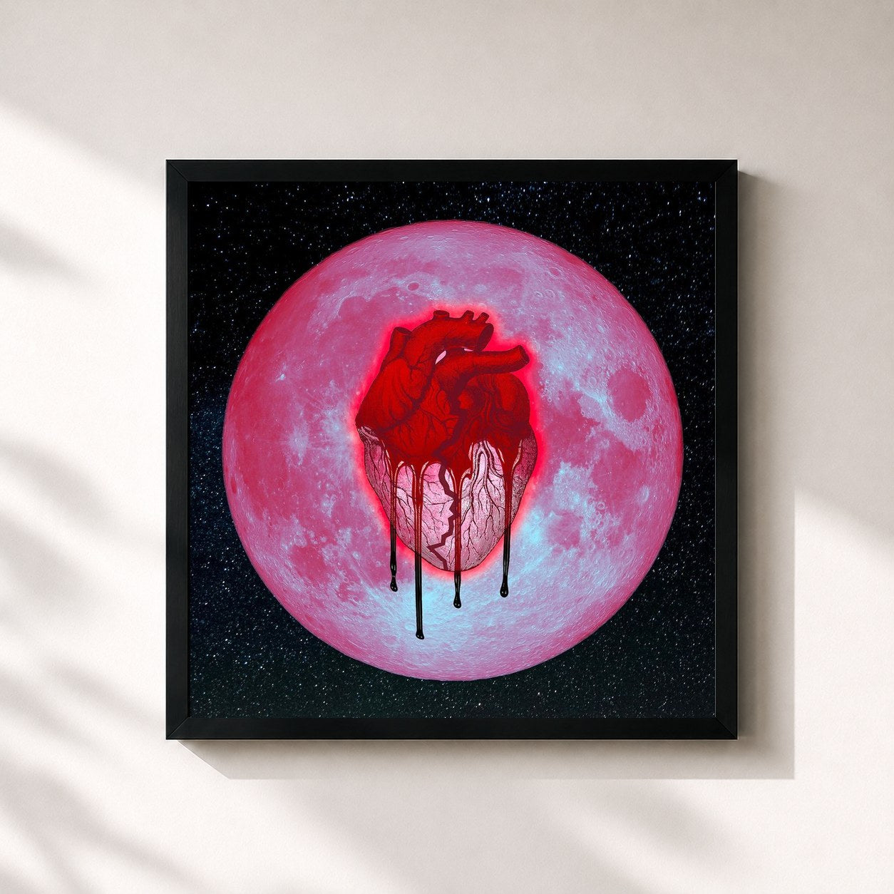 #noir Heartbreak on a Full Moon by Chris Brown as a square framed art print, black 32x32 cm frame