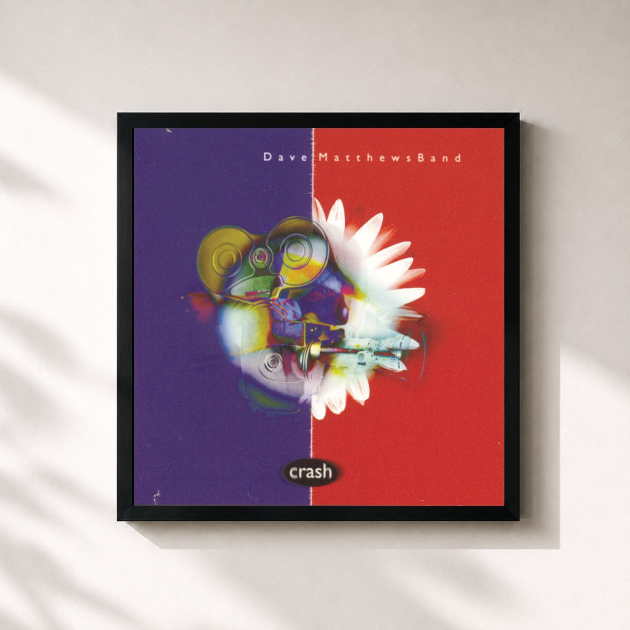 #noir Tableau carré de l'album Crash de Dave Matthews Band, cadre noir 32x32 cm