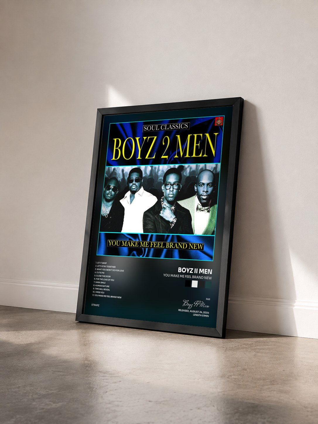 #noir Tableau de l'album You Make Me Feel Brand New de Boyz II Men vu de trois quarts, cadre noir