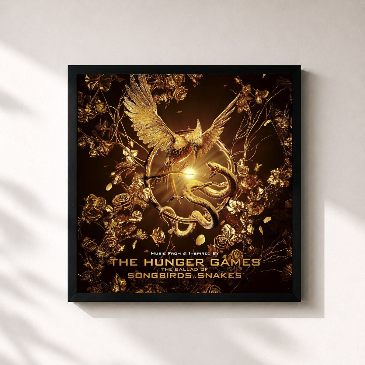 #noir Tableau carré de l'album The Hunger Games: The Ballad of Songbirds & Snakes (Music From & Inspired By) de Olivia Rodrigo, cadre noir 32x32 cm