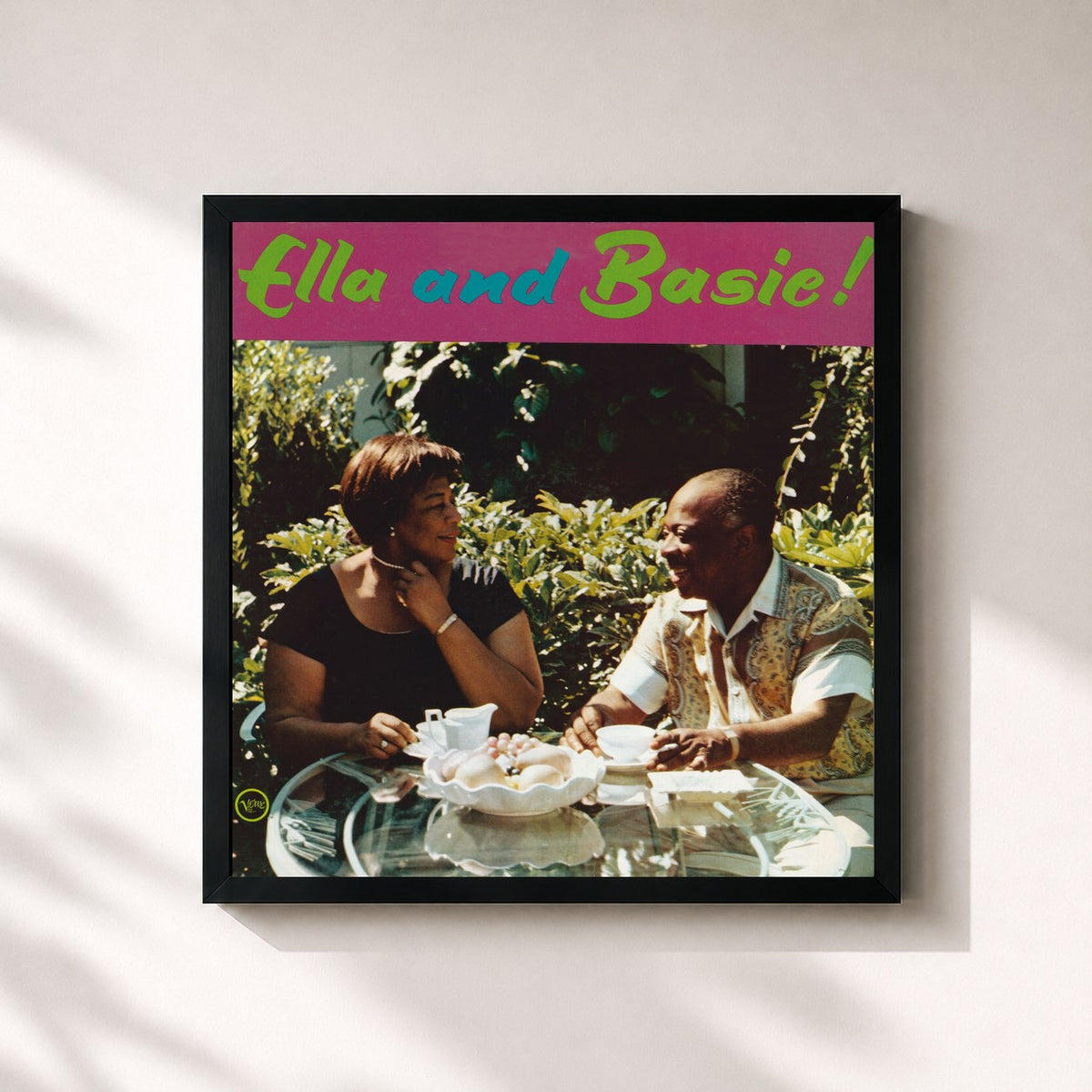 #noir Tableau carré de l'album Ella And Basie de Ella Fitzgerald, cadre noir 32x32 cm