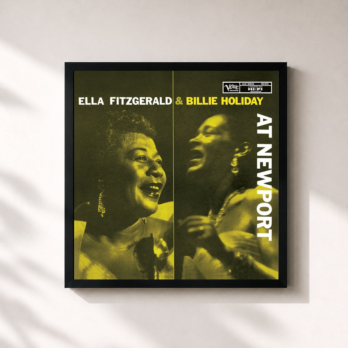#noir Tableau carré de l'album At Newport (Expanded Edition) de Ella Fitzgerald, cadre noir 32x32 cm
