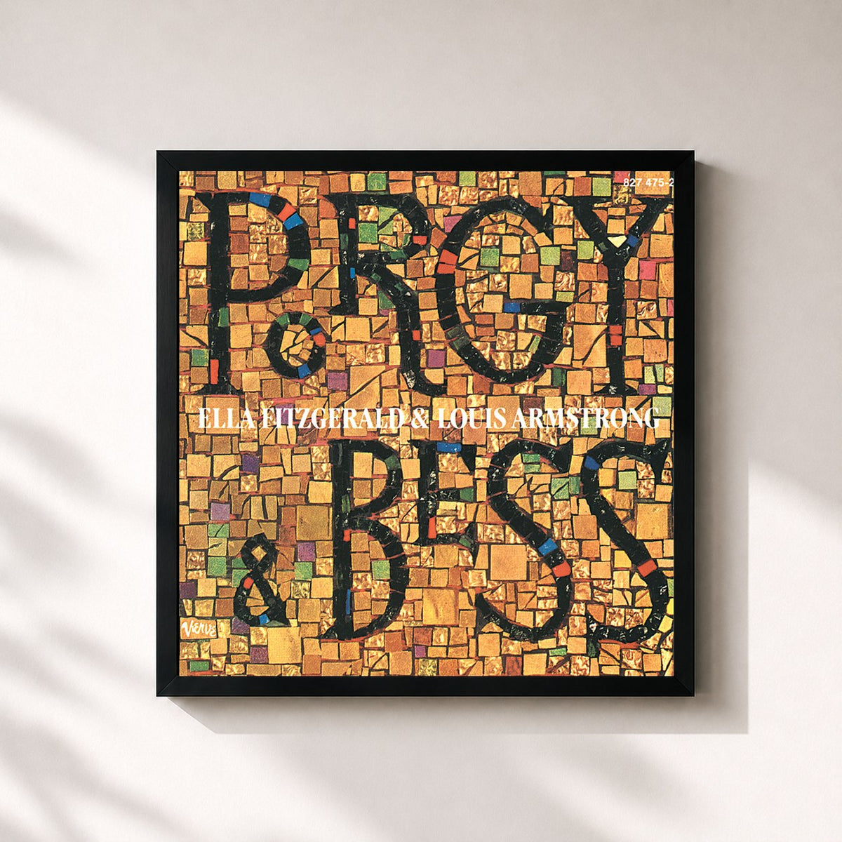 #noir Tableau carré de l'album Porgy And Bess de Ella Fitzgerald, cadre noir 32x32 cm