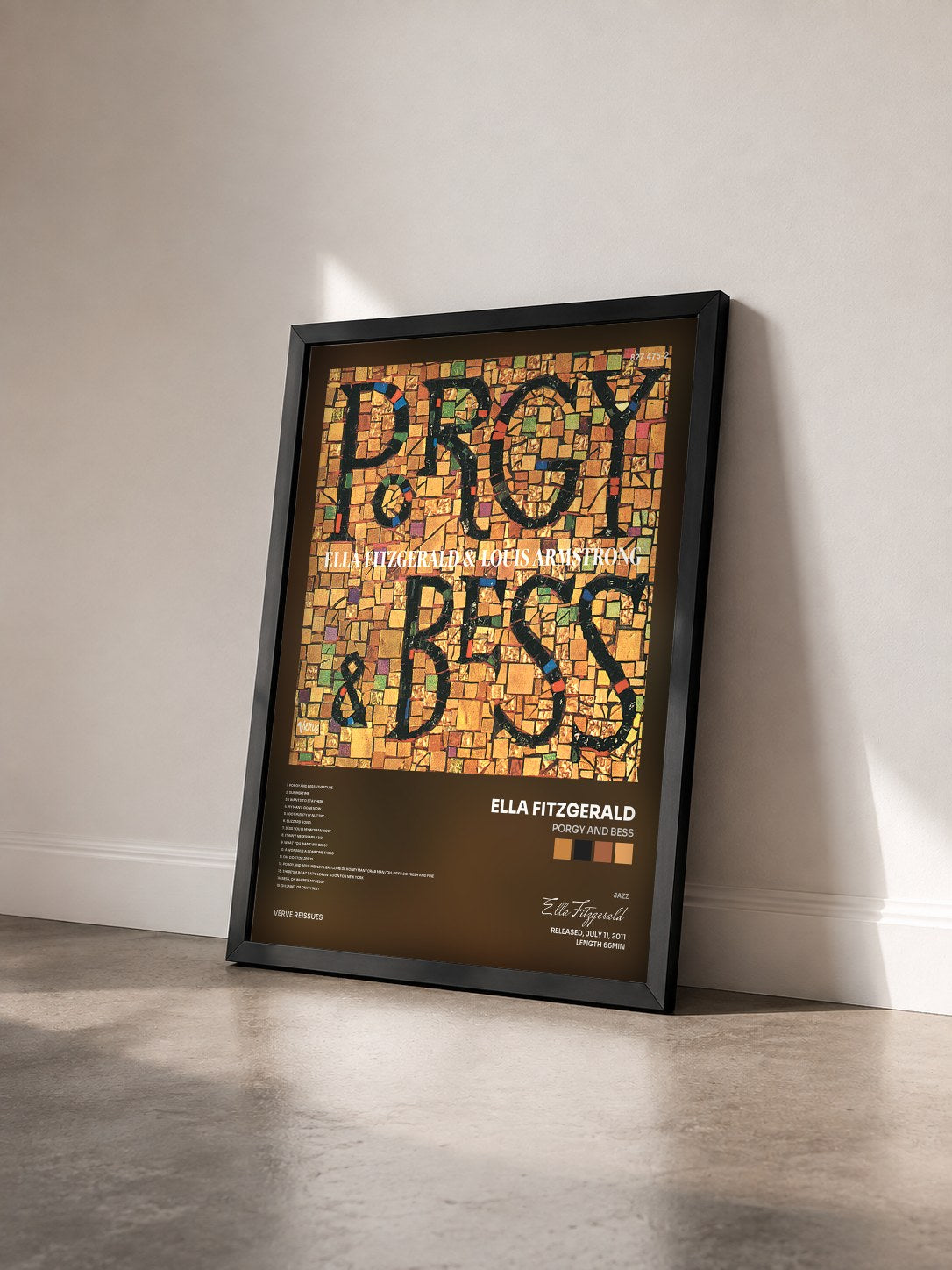 #noir Tableau de l'album Porgy And Bess de Ella Fitzgerald vu de trois quarts, cadre noir
