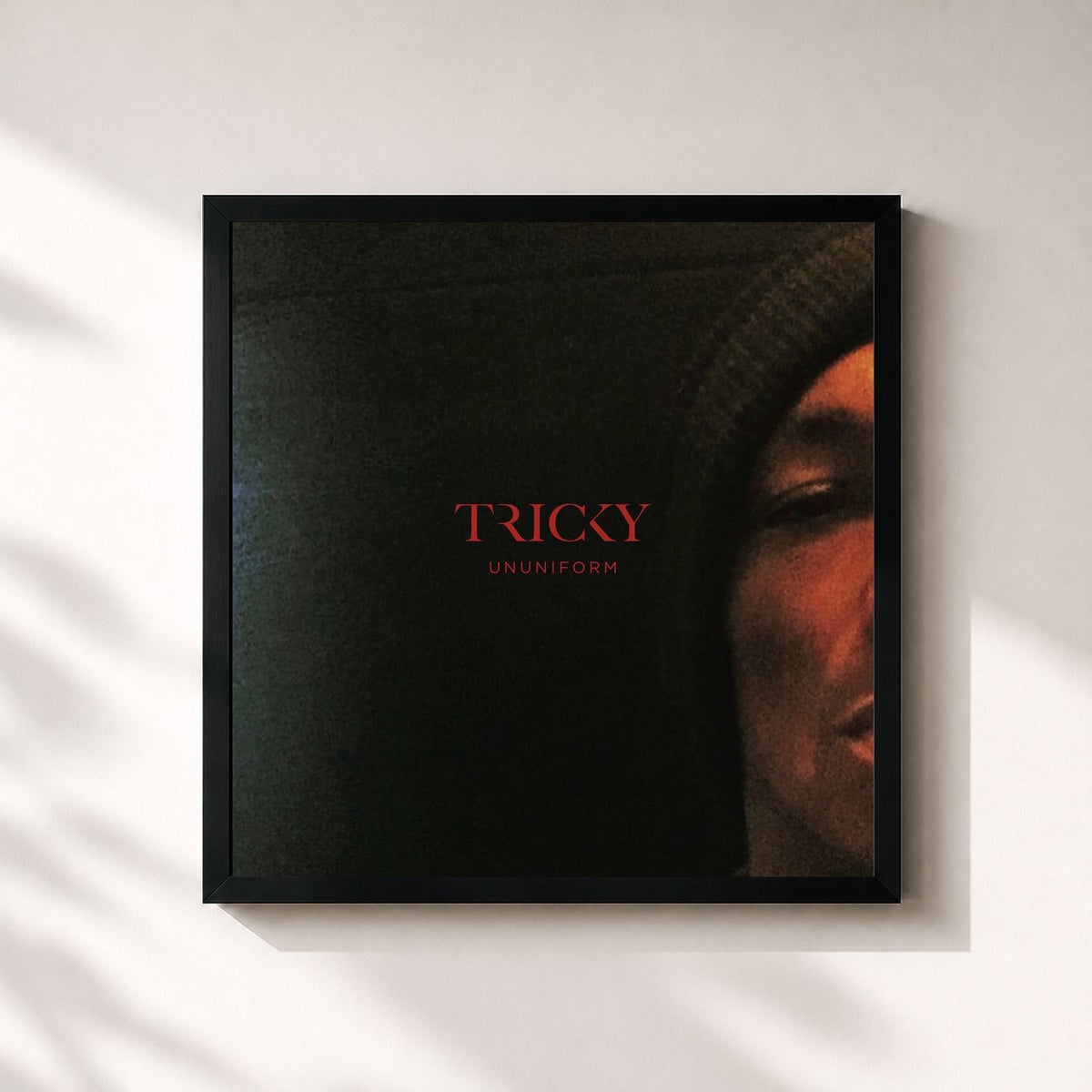 #noir Tableau carré de l'album ununiform de Tricky, cadre noir 32x32 cm