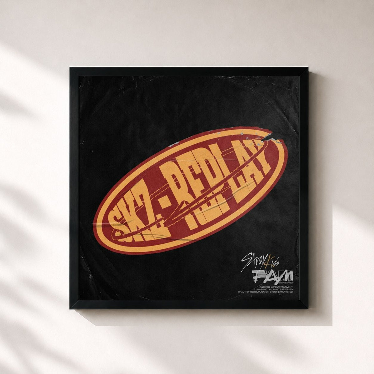 #noir Tableau carré de l'album SKZ-REPLAY de Stray Kids, cadre noir 32x32 cm