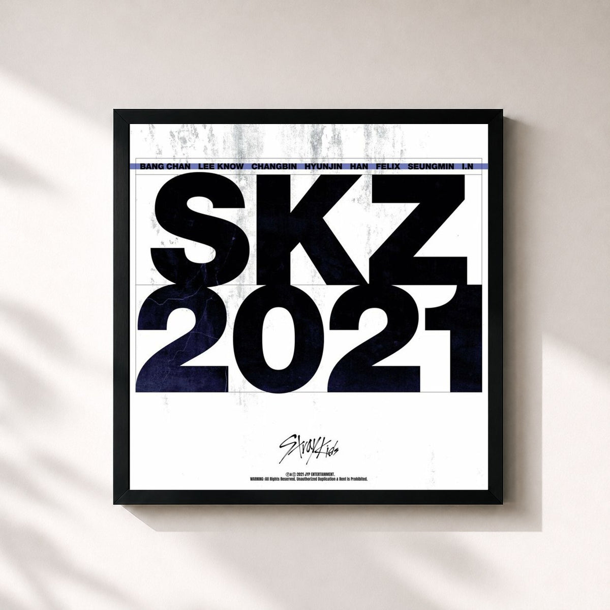 #noir Tableau carré de l'album SKZ2021 de Stray Kids, cadre noir 32x32 cm