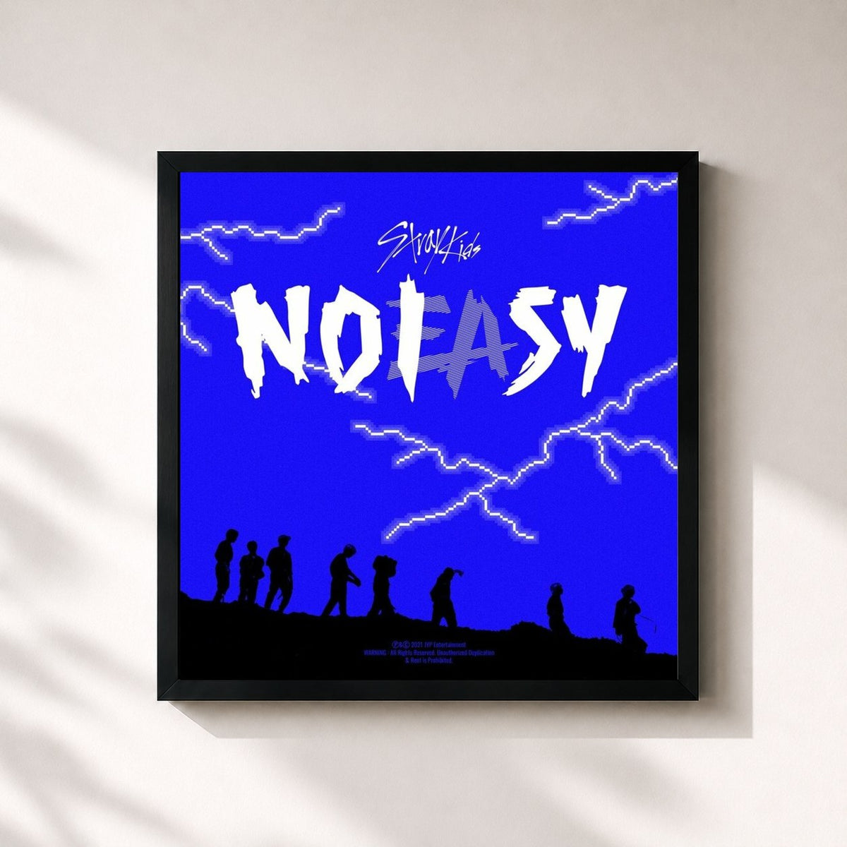 #noir Tableau carré de l'album NOEASY de Stray Kids, cadre noir 32x32 cm