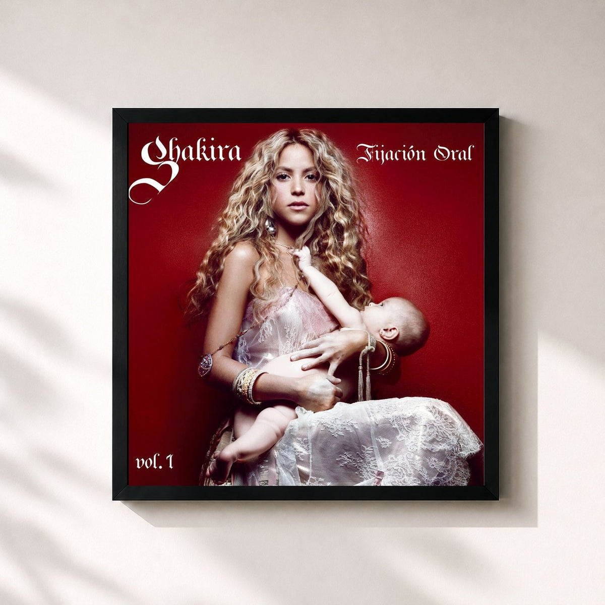 #noir Tableau carré de l'album Fijación Oral Volumen 1 de Shakira, cadre noir 32x32 cm