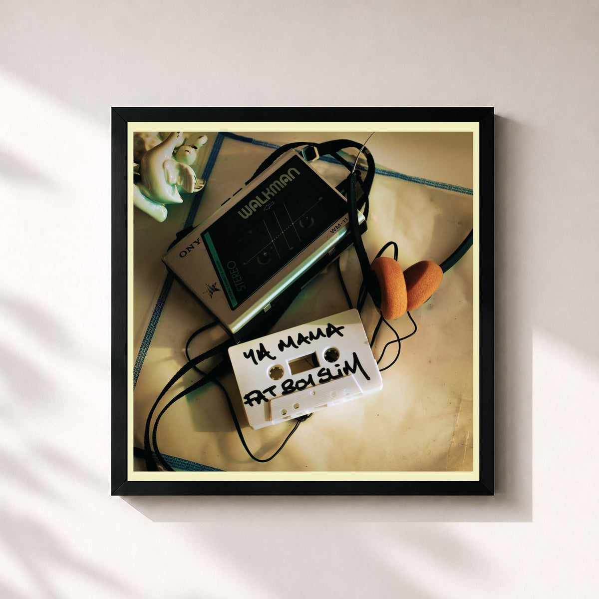 #noir Tableau carré de l'album Ya Mama (EP) de Fatboy Slim, cadre noir 32x32 cm
