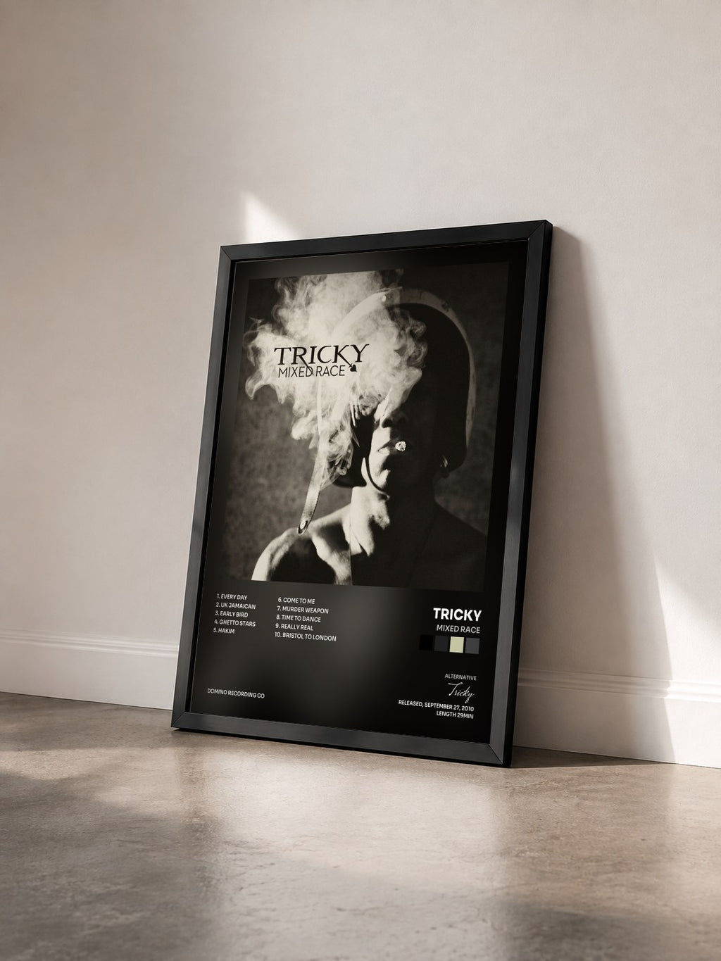 #noir Tableau de l'album Mixed Race de Tricky vu de trois quarts, cadre noir