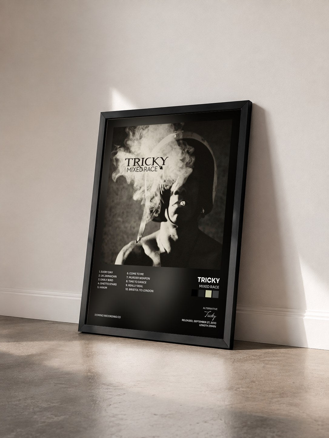 #noir Tableau de l'album Mixed Race de Tricky vu de trois quarts, cadre noir