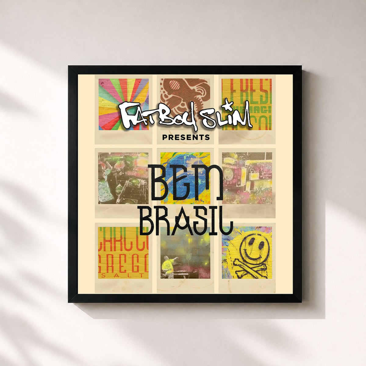 #noir Tableau carré de l'album Fatboy Slim Presents Bem Brasil de Fatboy Slim, cadre noir 32x32 cm