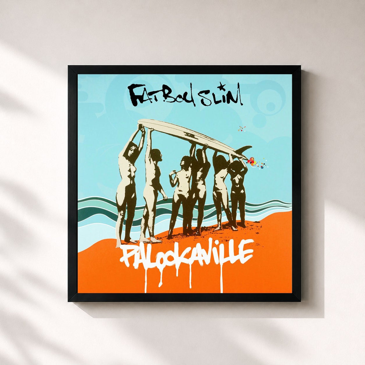 #noir Tableau carré de l'album Palookaville de Fatboy Slim, cadre noir 32x32 cm