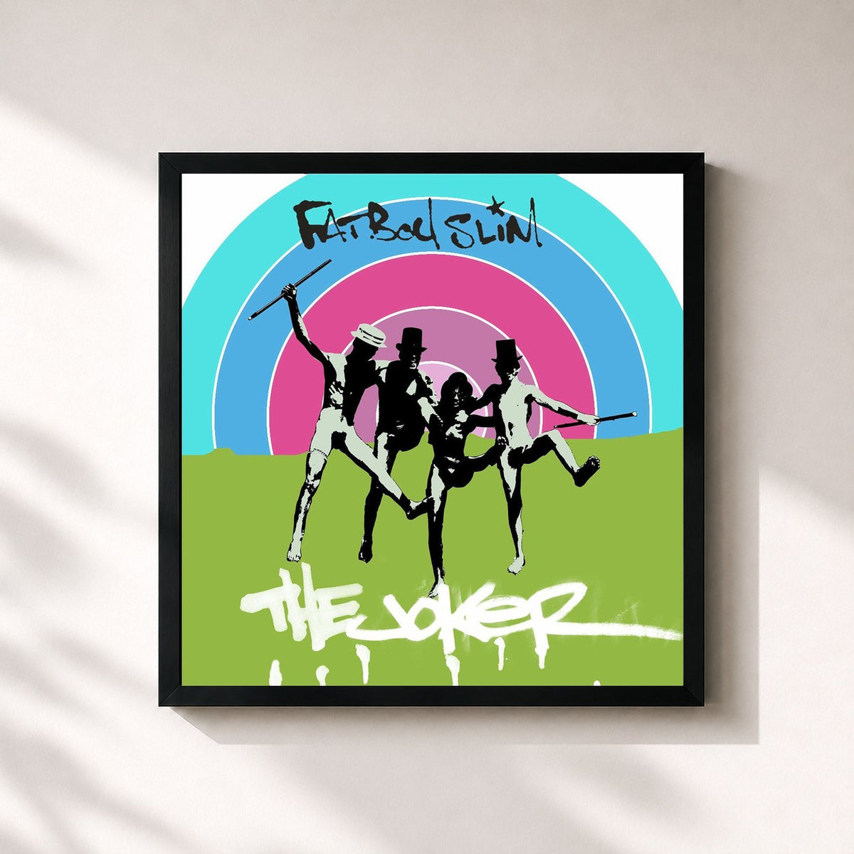 #noir Tableau carré de l'album The Joker de Fatboy Slim, cadre noir 32x32 cm