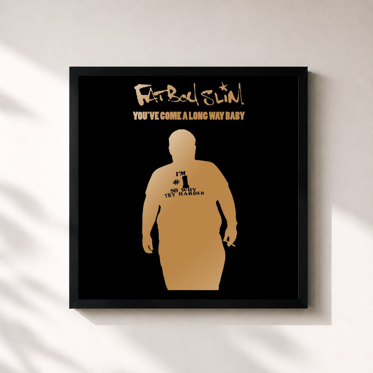 #noir Tableau carré de l'album You've Come a Long Way Baby (10th Anniversary Edition) de Fatboy Slim, cadre noir 32x32 cm