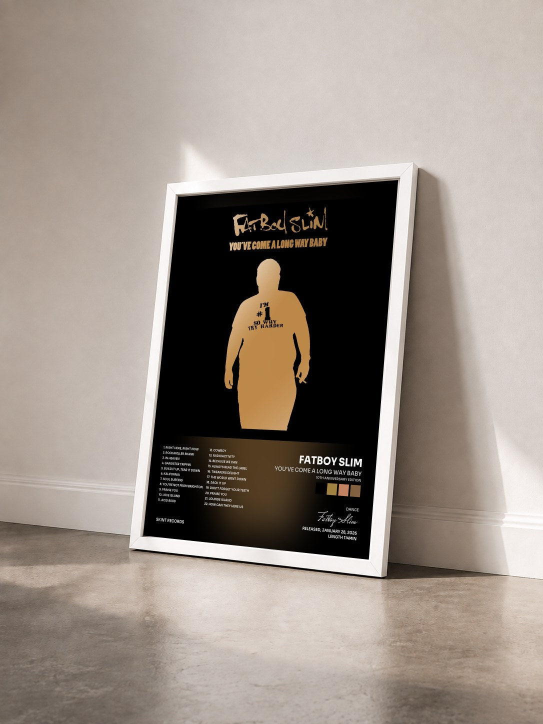 #blanc Tableau de l'album You've Come a Long Way Baby (10th Anniversary Edition) de Fatboy Slim vu de trois quarts, cadre blanc