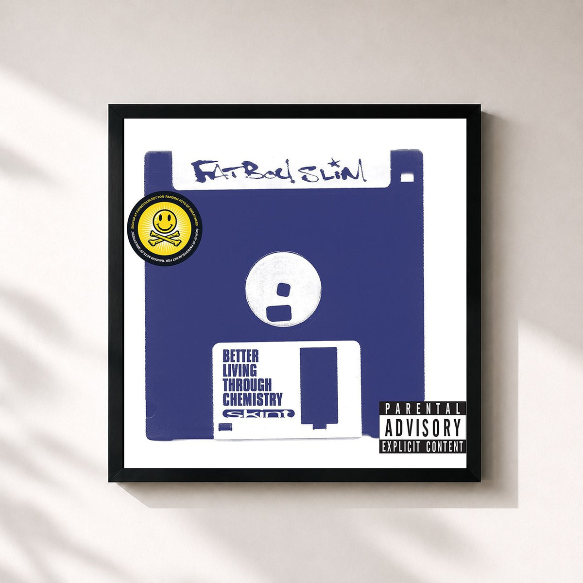 #noir Tableau carré de l'album Better Living Through Chemistry (20th Anniversary Edition) de Fatboy Slim, cadre noir 32x32 cm