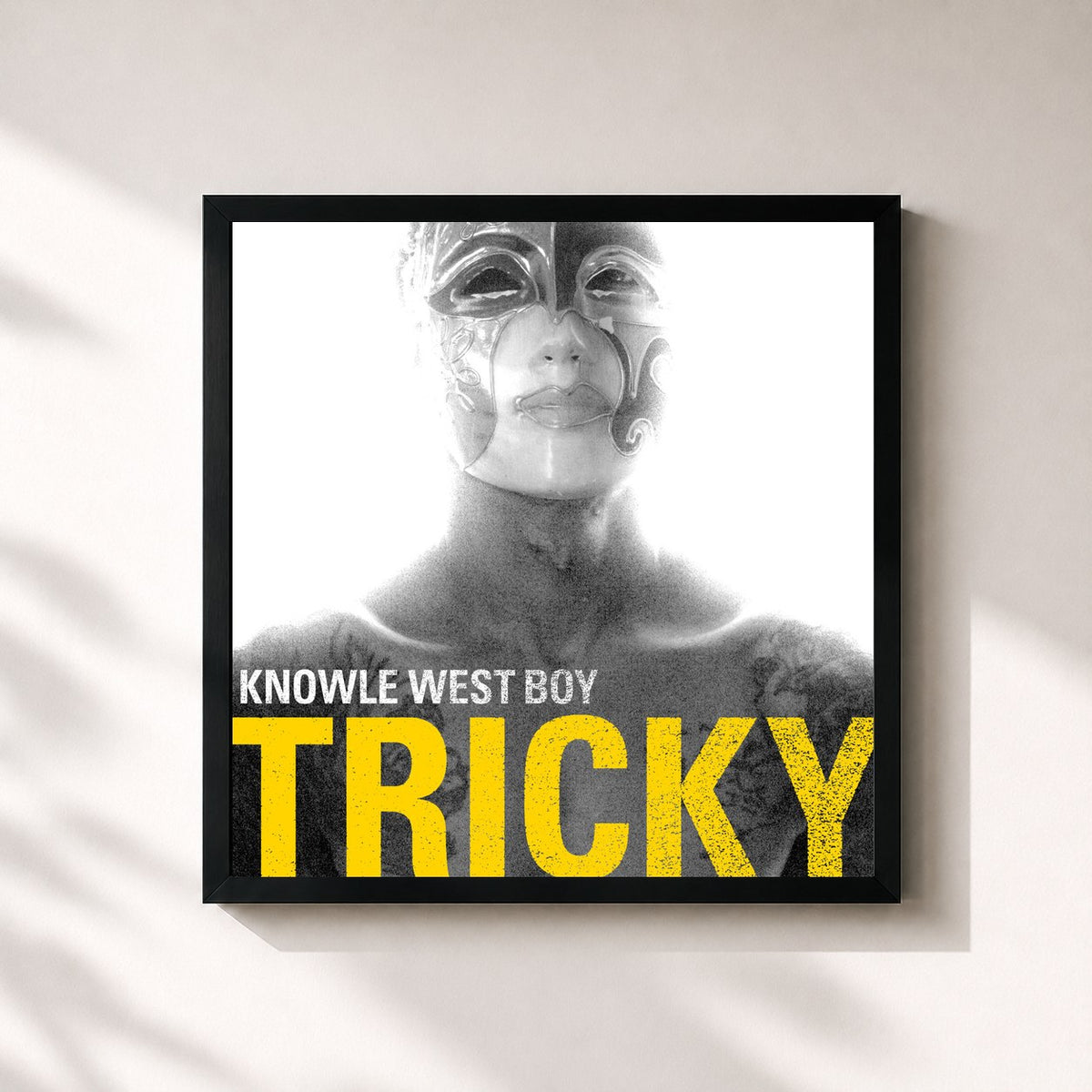 #noir Tableau carré de l'album Knowle West Boy de Tricky, cadre noir 32x32 cm