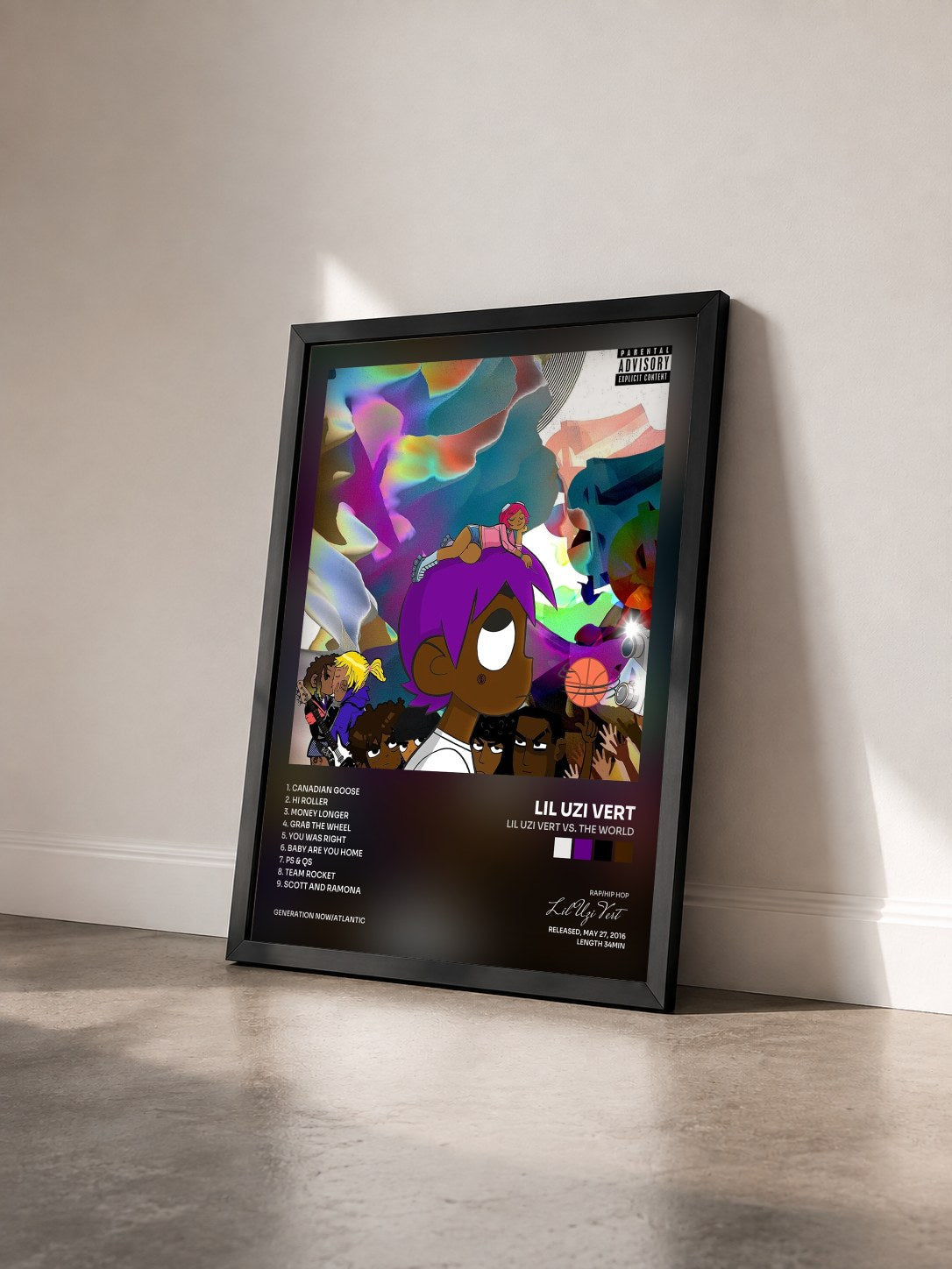 #noir Lil Uzi Vert vs. The World de Lil Uzi Vert en lámina enmarcada vista de tres cuartos, marco negro