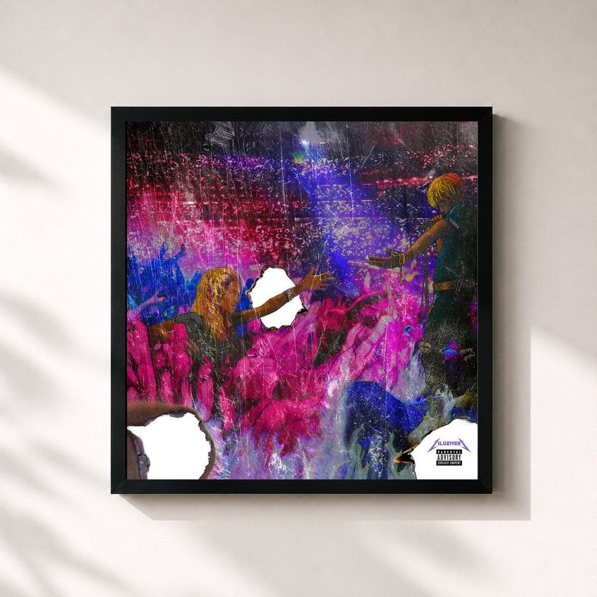 #noir Tableau carré de l'album Luv Is Rage de Lil Uzi Vert, cadre noir 32x32 cm