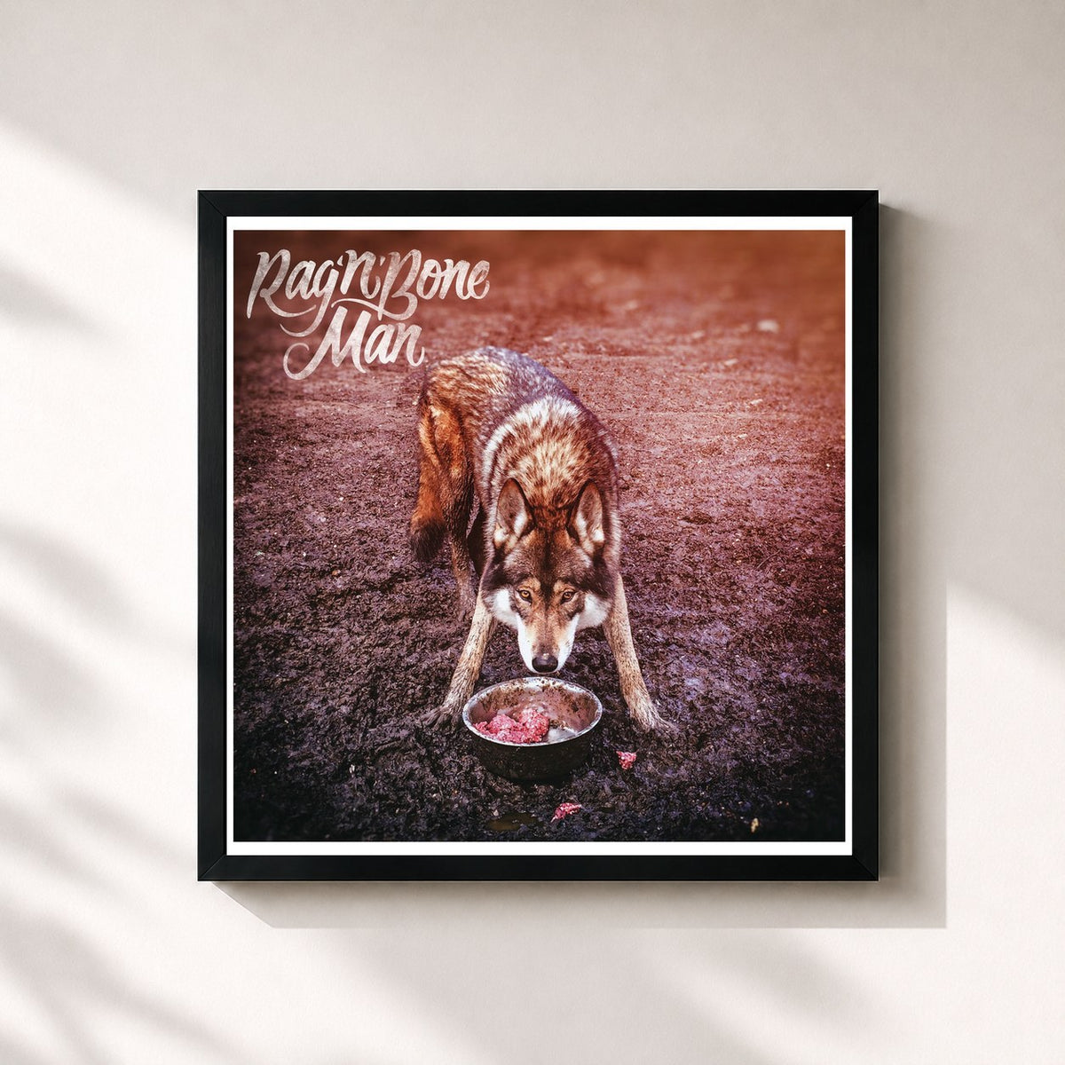 #noir Tableau carré de l'album Wolves de Rag'n'Bone Man, cadre noir 32x32 cm