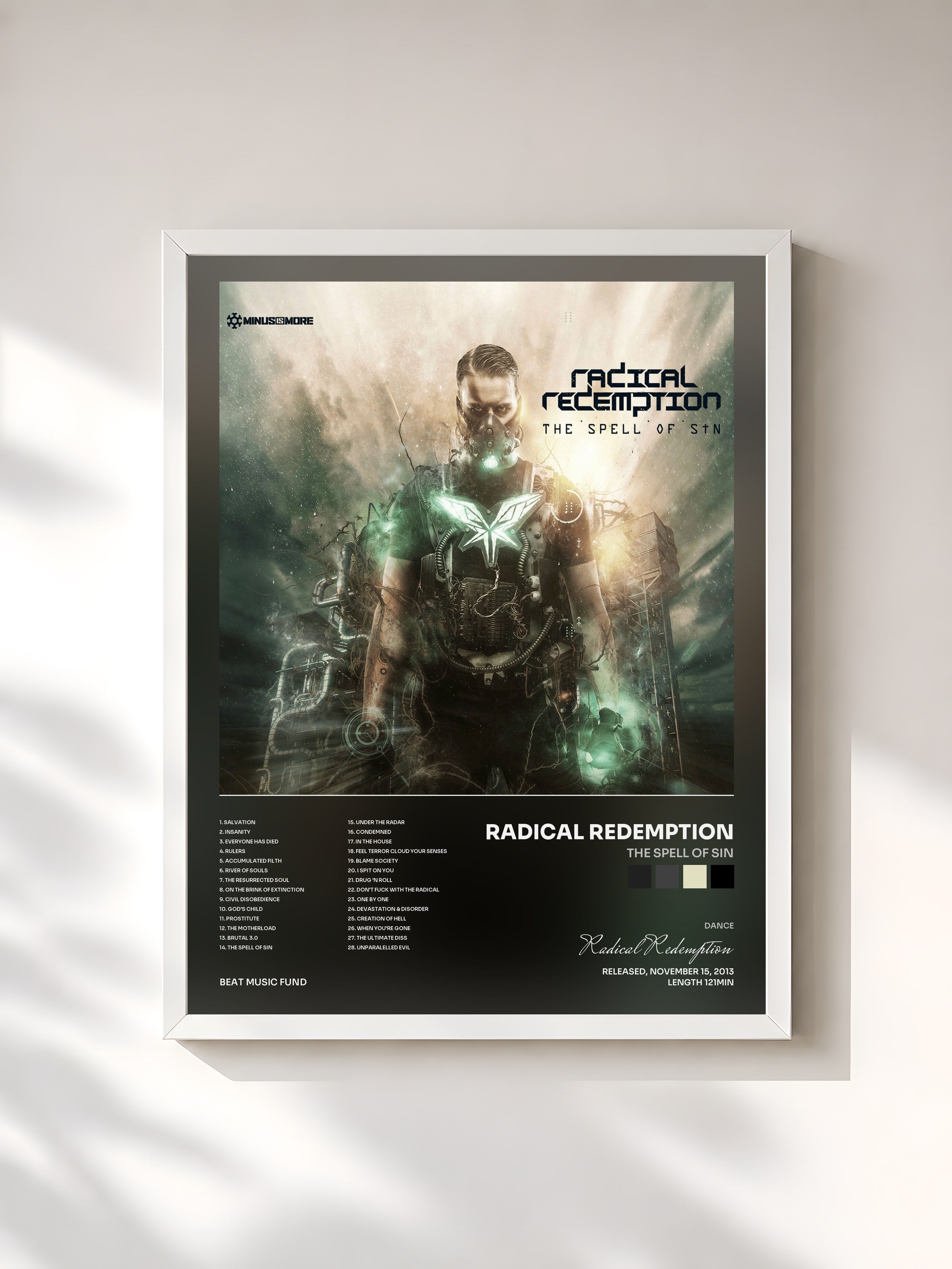 #blanc Tableau de l'album The Spell of Sin de Radical Redemption, cadre blanc, imprimé et encadré en France