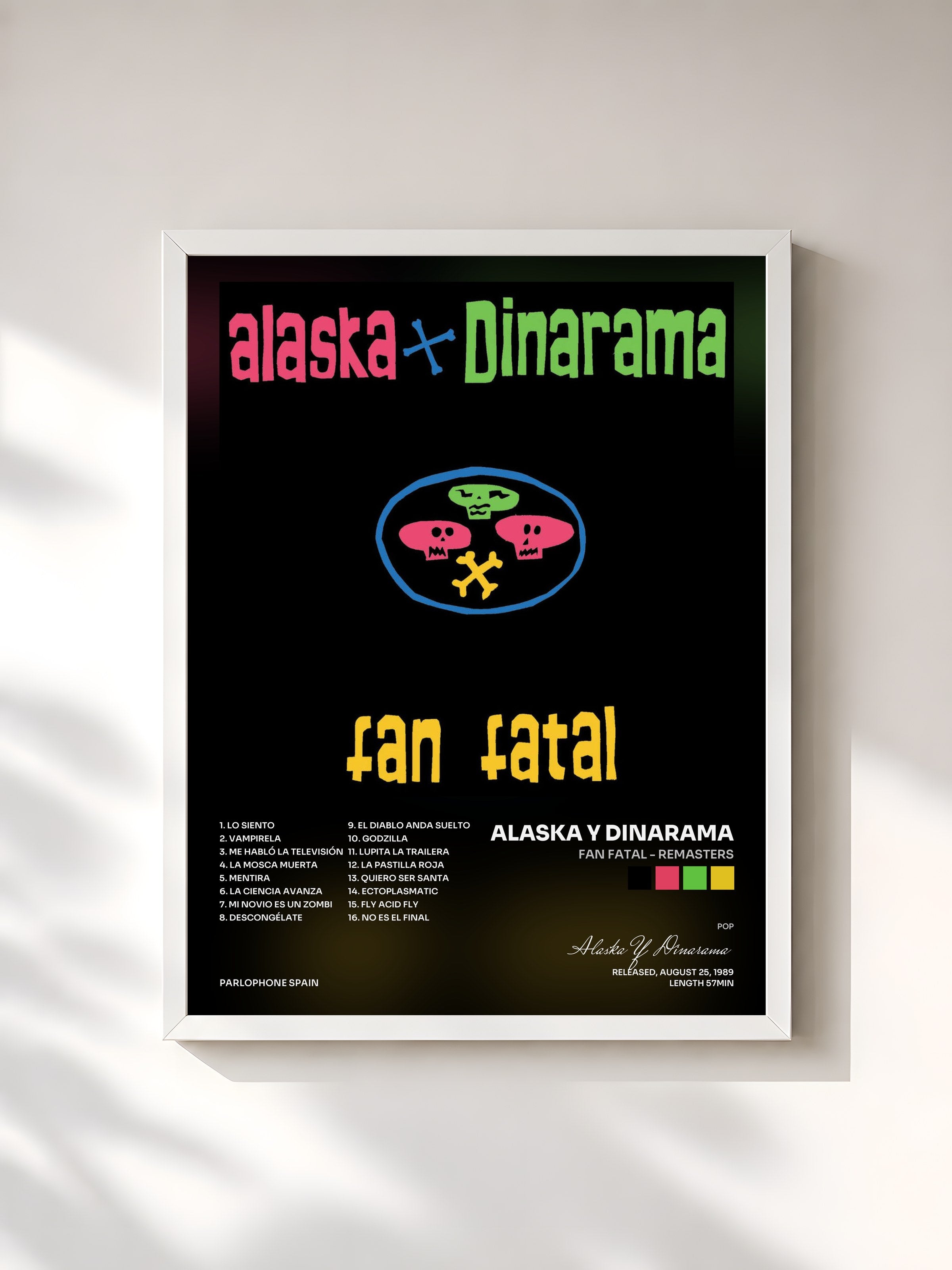 #blanc Tableau de l'album Fan Fatal - Remasters de Alaska Y Dinarama, cadre blanc, imprimé et encadré en France