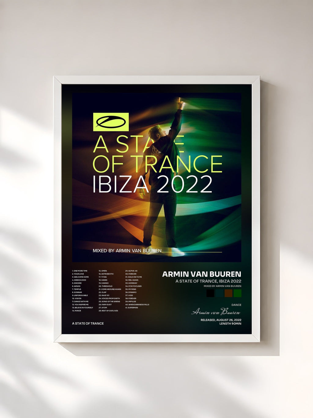 #blanc A State Of Trance, Ibiza 2022 (Mixed by Armin van Buuren) by Armin van Buuren as a framed art print, white frame, printed and framed in France