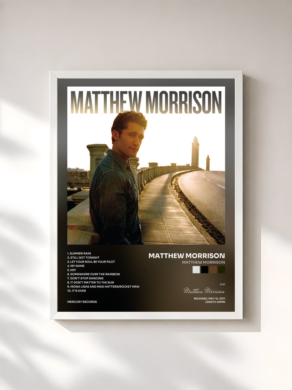 #blanc Matthew Morrison by Matthew Morrison as a framed art print, white frame, printed and framed in France