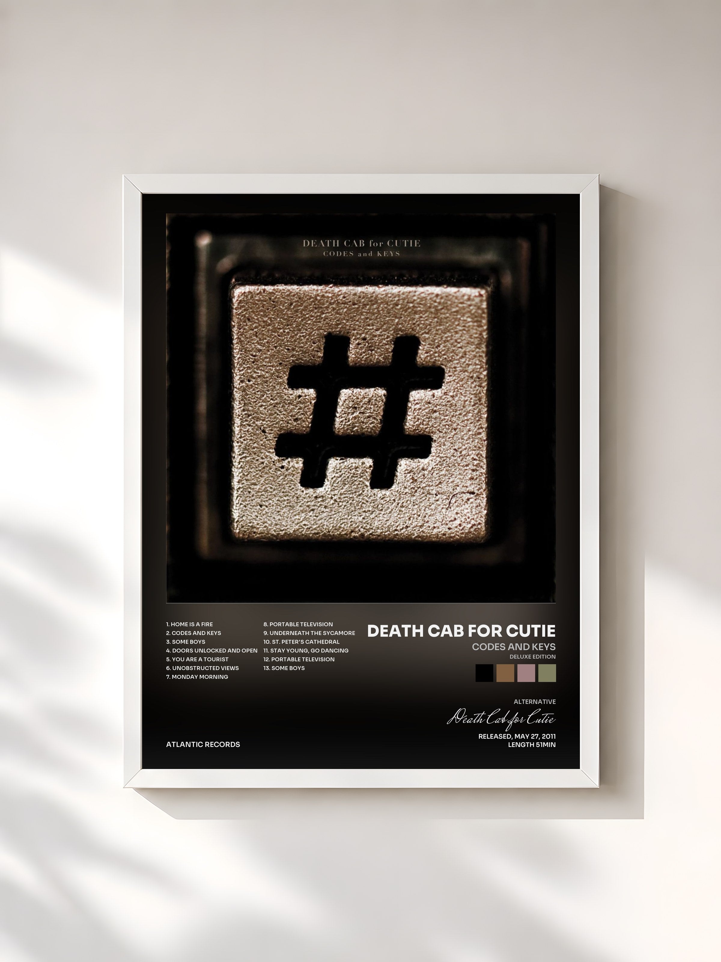 #blanc Tableau de l'album Codes and Keys (Deluxe Edition) de Death Cab for Cutie, cadre blanc, imprimé et encadré en France
