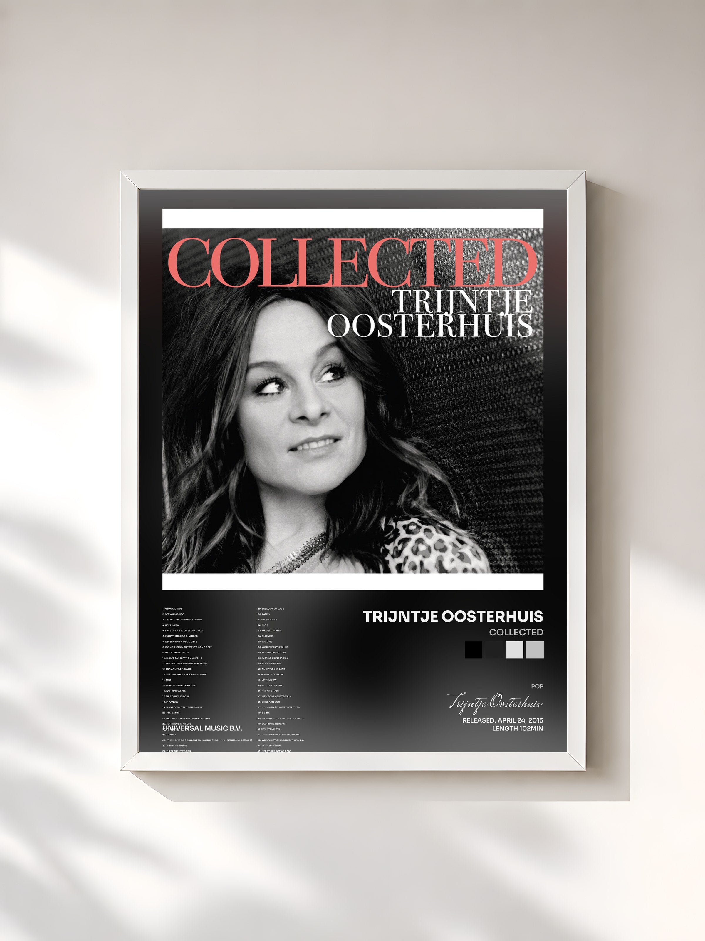 #blanc Tableau de l'album Collected de Trijntje Oosterhuis, cadre blanc, imprimé et encadré en France