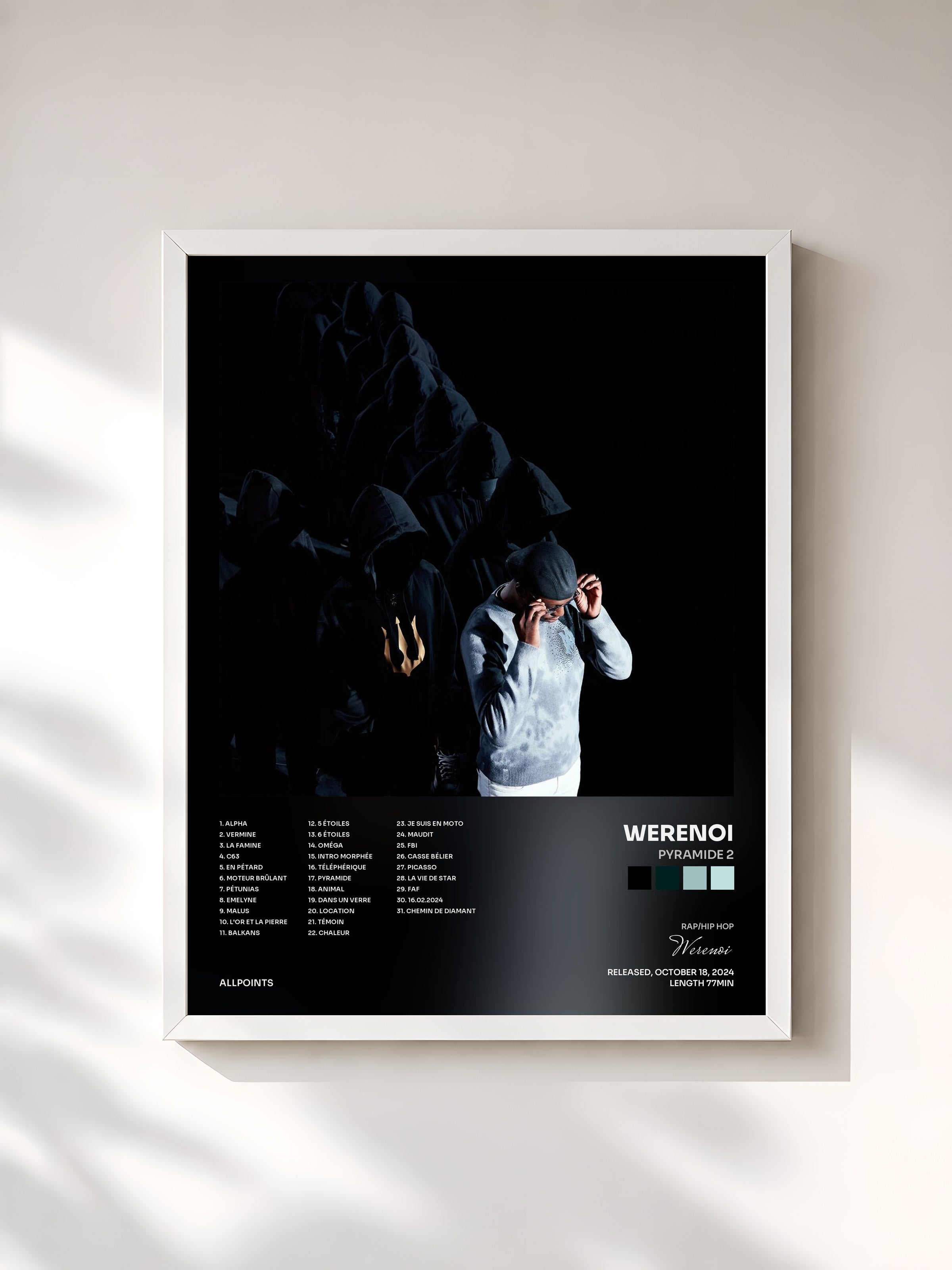 #blanc Pyramide 2 by Werenoi as a framed art print, white frame, printed and framed in France