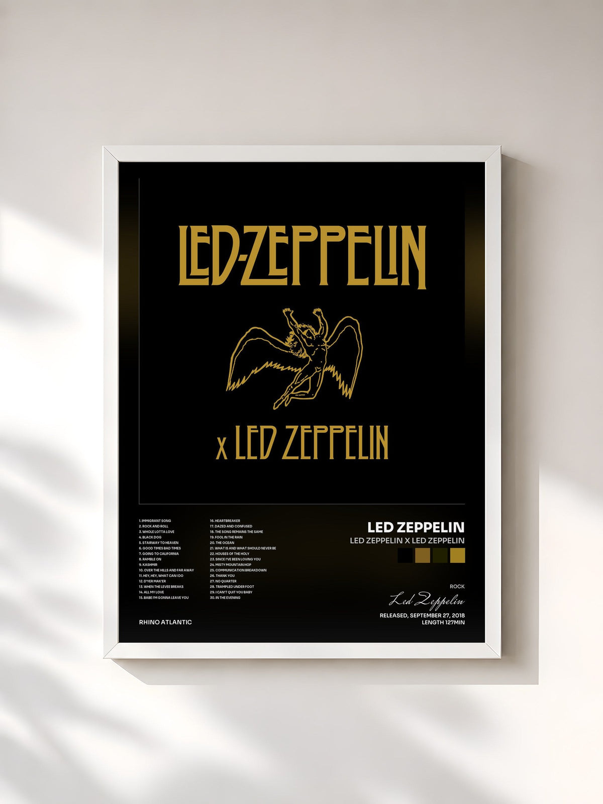 #blanc Tableau de l'album Led Zeppelin x Led Zeppelin de Led Zeppelin, cadre blanc, imprimé et encadré en France