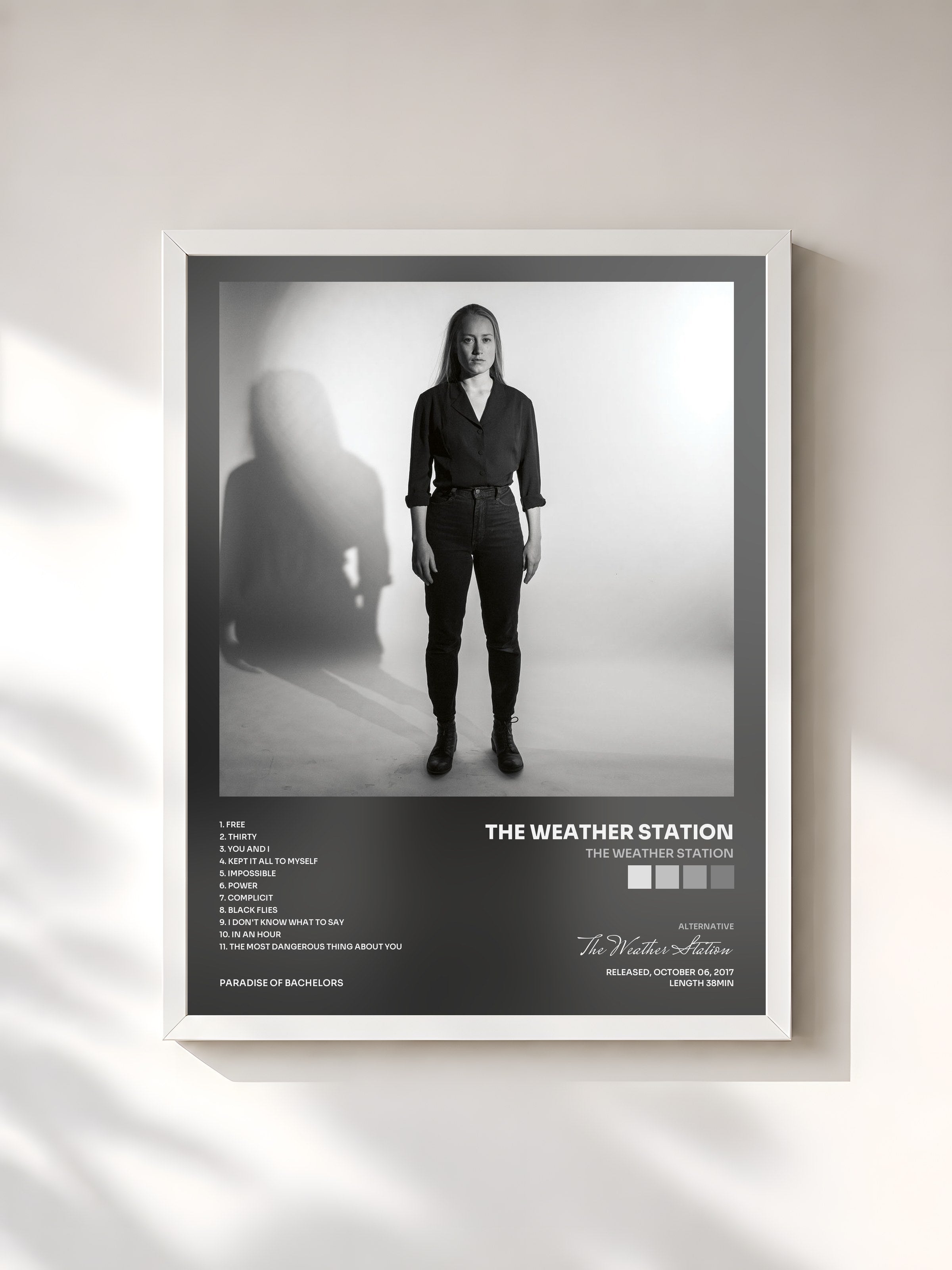 #blanc Tableau de l'album The Weather Station de The Weather Station, cadre blanc, imprimé et encadré en France