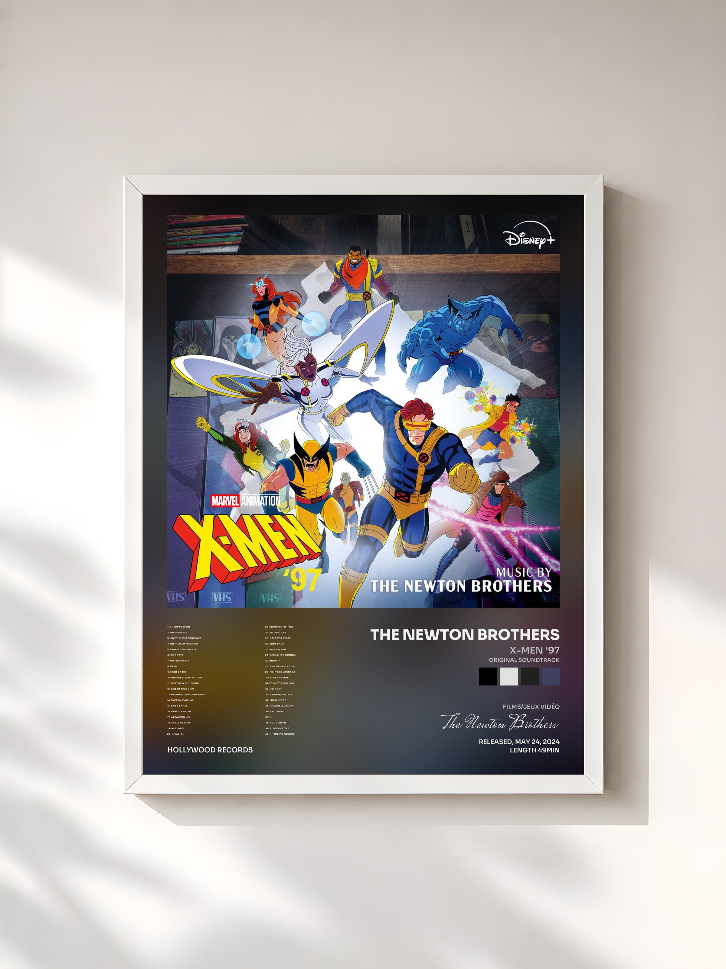 #blanc Tableau de l'album X-Men '97 (Original Soundtrack) de The Newton Brothers, cadre blanc, imprimé et encadré en France