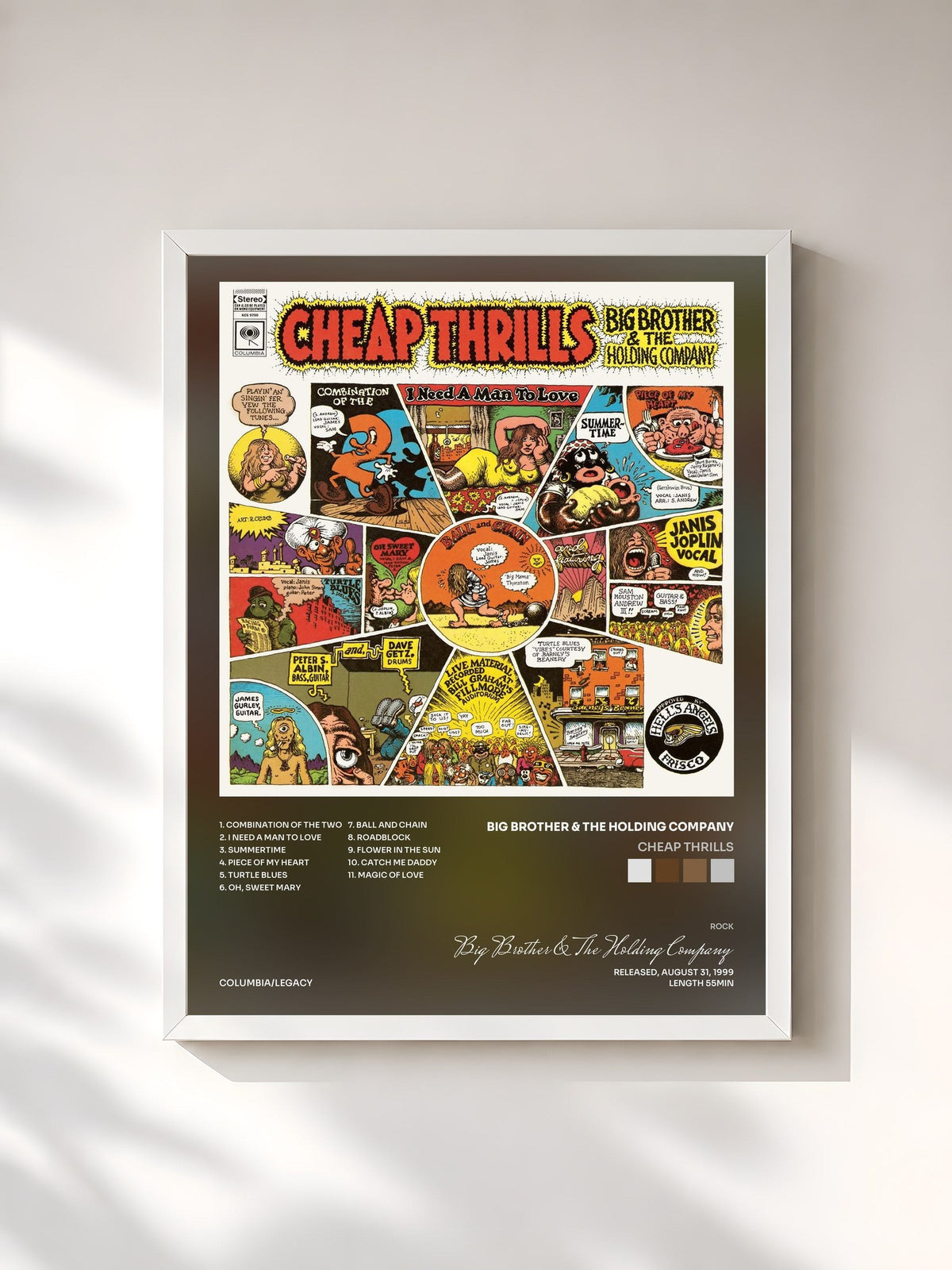#blanc Cheap Thrills von Big Brother & The Holding Company als gerahmter Kunstdruck, weißer Rahmen, gedruckt und gerahmt in Frankreich