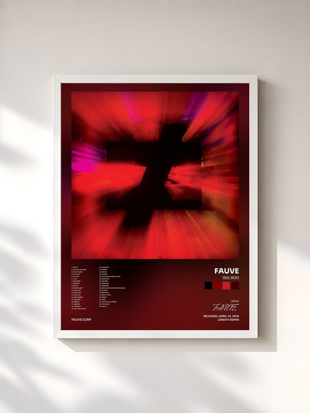#blanc 150.900 by FAUVE as a framed art print, white frame, printed and framed in France