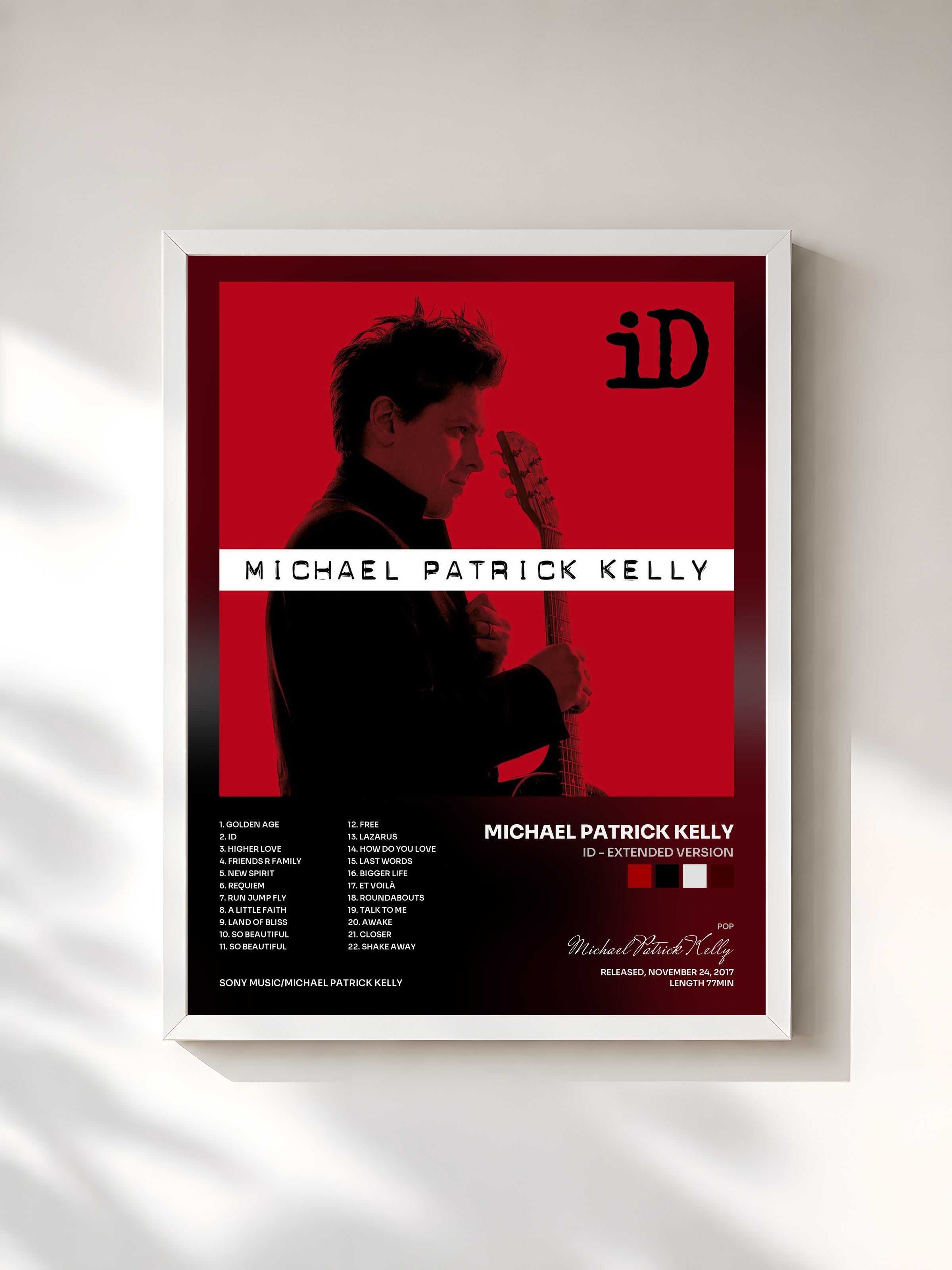 #blanc Tableau de l'album iD - Extended Version de Michael Patrick Kelly, cadre blanc, imprimé et encadré en France
