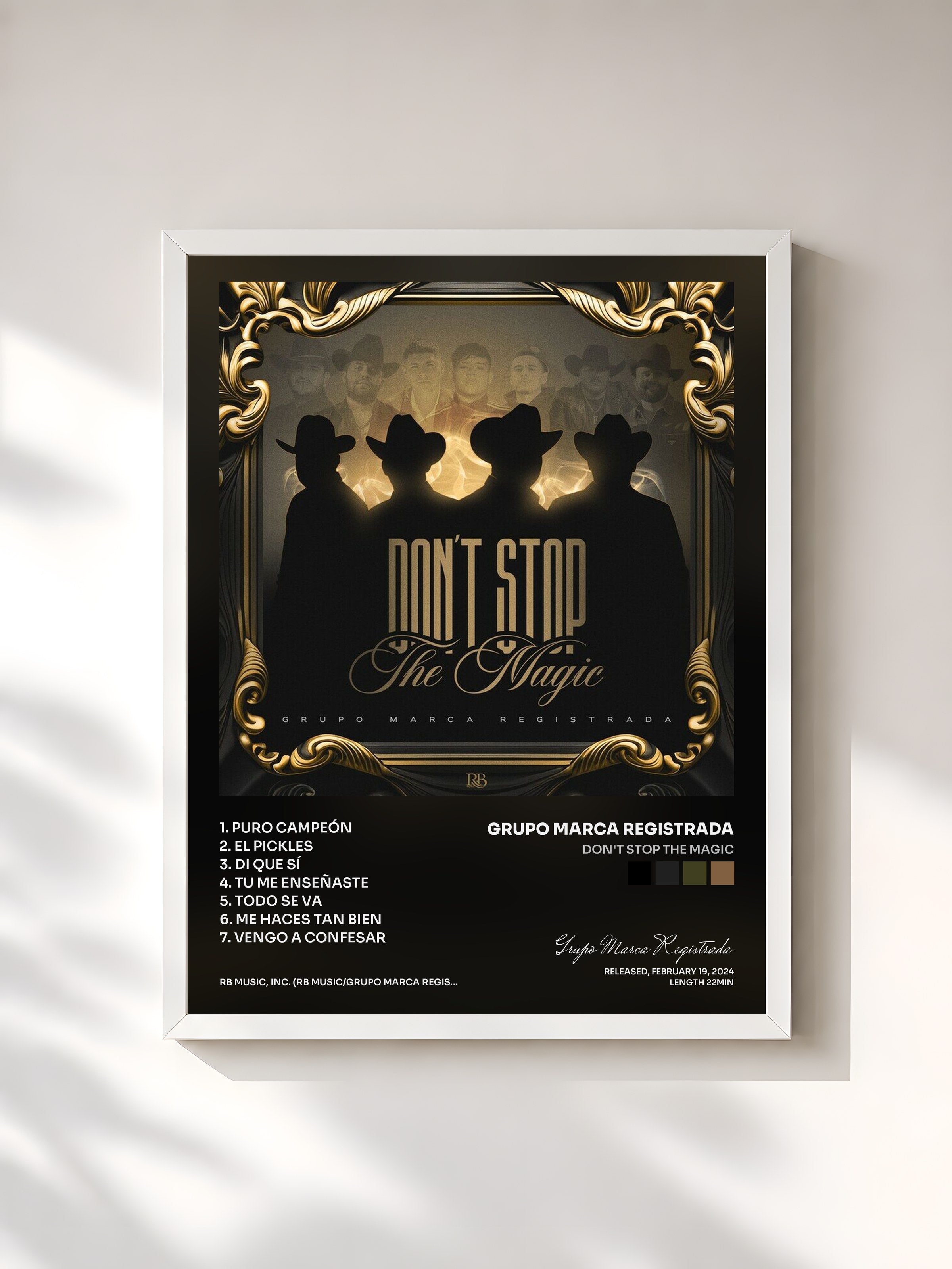 #blanc Tableau de l'album Don't Stop The Magic de Grupo Marca Registrada, cadre blanc, imprimé et encadré en France
