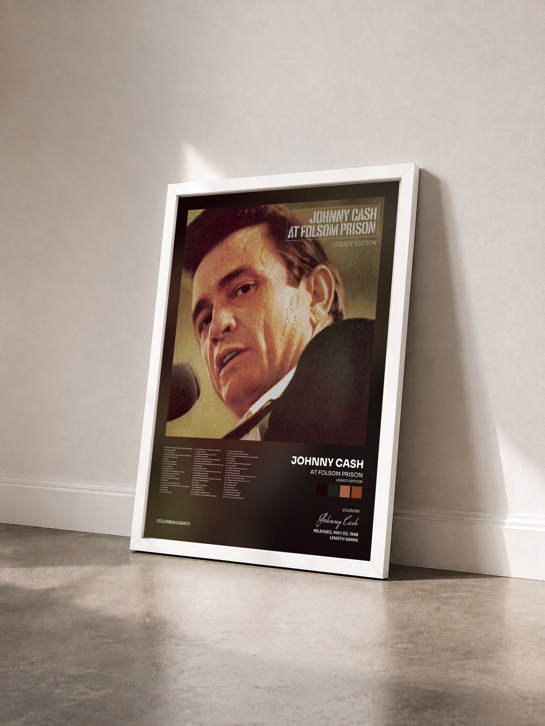 #blanc Tableau de l'album At Folsom Prison (Legacy Edition) de Johnny Cash vu de trois quarts, cadre blanc