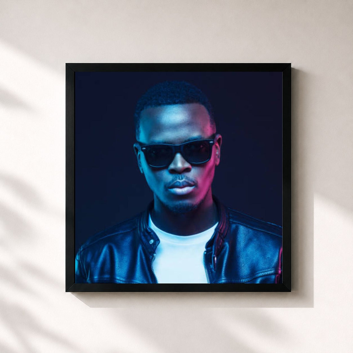 #noir Tableau carré de l'album True Colors de Nas, cadre noir 32x32 cm