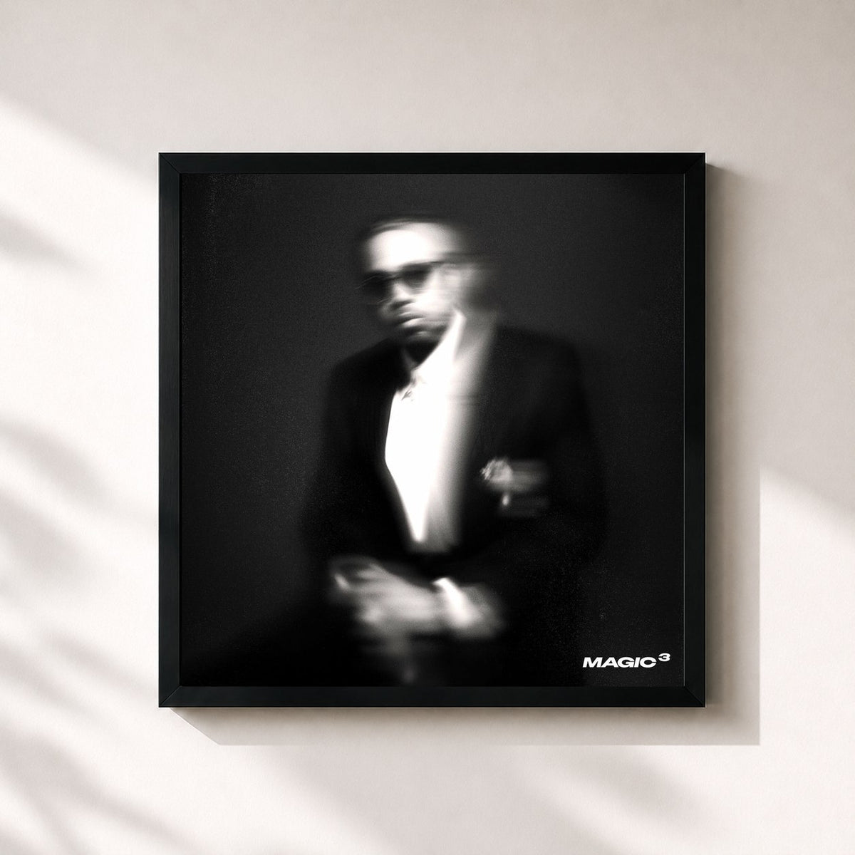 #noir Tableau carré de l'album Magic 3 de Nas, cadre noir 32x32 cm