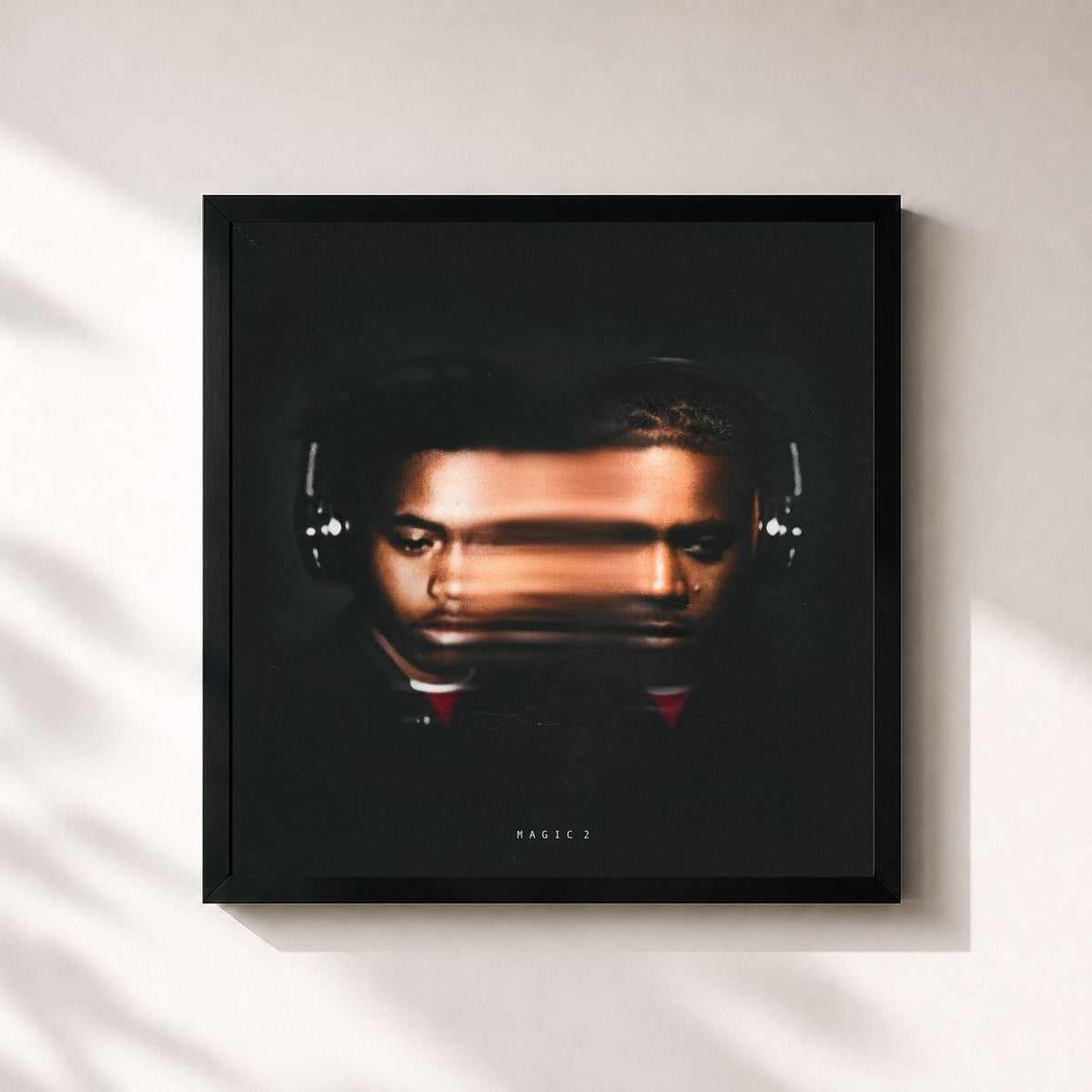 #noir Tableau carré de l'album Magic 2 de Nas, cadre noir 32x32 cm