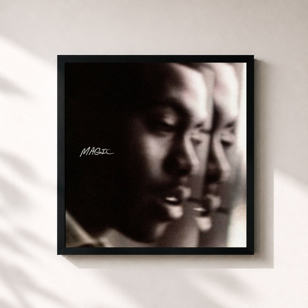 #noir Tableau carré de l'album Magic de Nas, cadre noir 32x32 cm