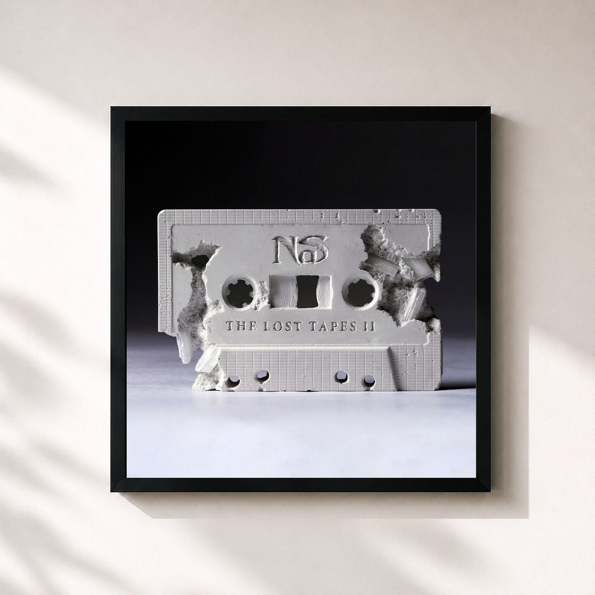 #noir Tableau carré de l'album The Lost Tapes 2 de Nas, cadre noir 32x32 cm